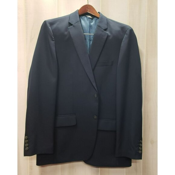 Haggar Active Series Blazer 42R Navy Tailored Fit Polyester Blend Double Vent - Picture 1 of 12